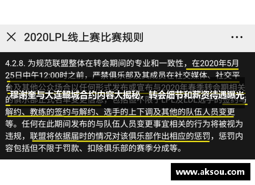 穆谢奎与大连鲲城合约内容大揭秘，转会细节和薪资待遇曝光